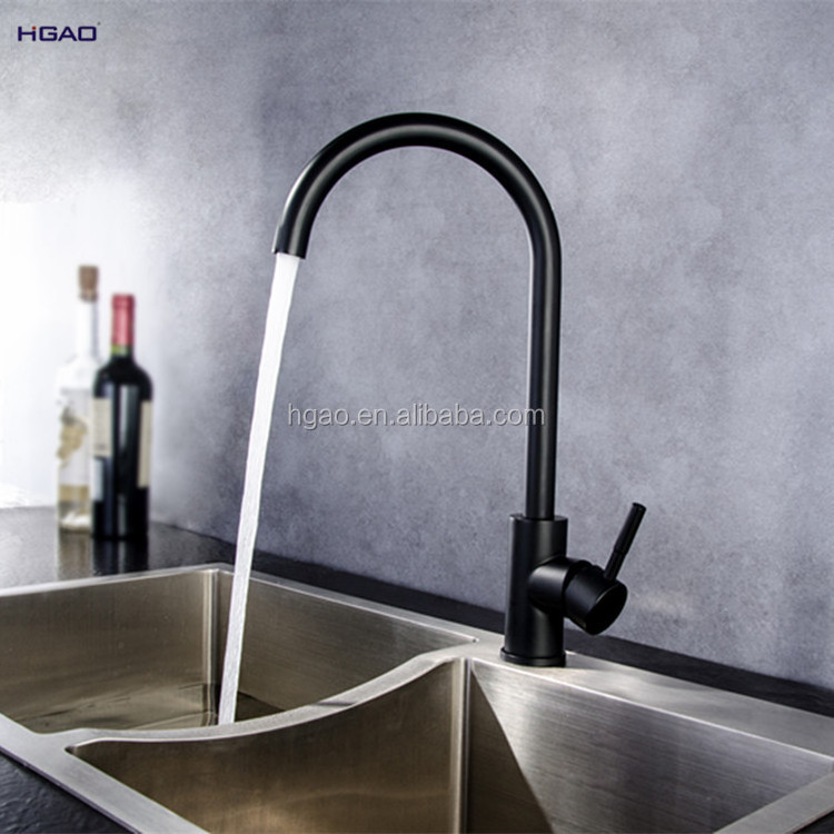 2022 Best-selling Single Hole Stainless Steel Matte Black Taps Goose Neck Kitchen Faucet With Nice C Shape Curvature