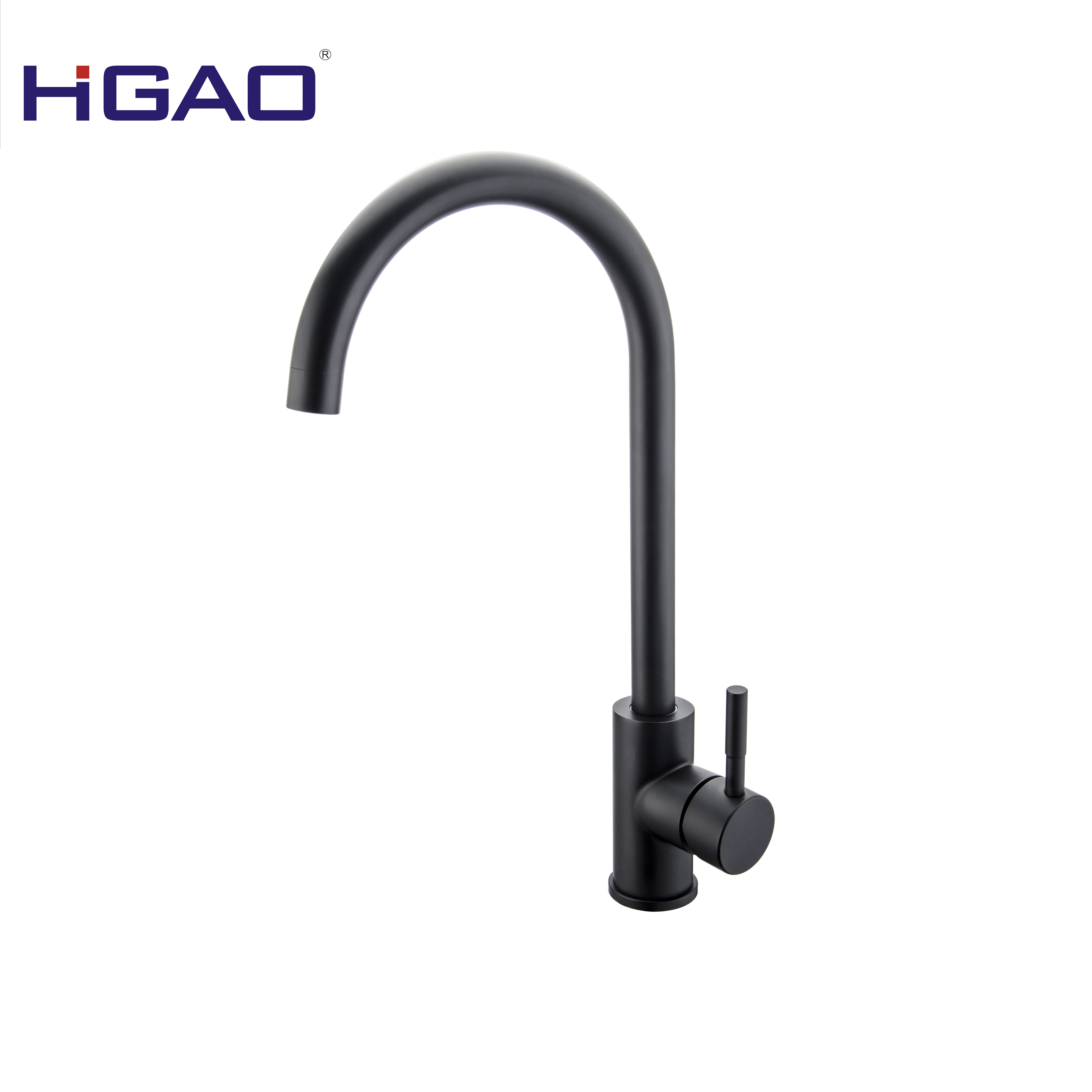 2022 Best-selling Single Hole Stainless Steel Matte Black Taps Goose Neck Kitchen Faucet With Nice C Shape Curvature