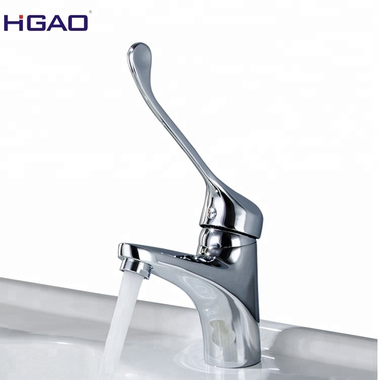 Basin Faucet Medical Doctor Touched Elbow Faucet Hospital Laboratory Brass Hot Cold Mixer Water Single Handle Metered Faucets