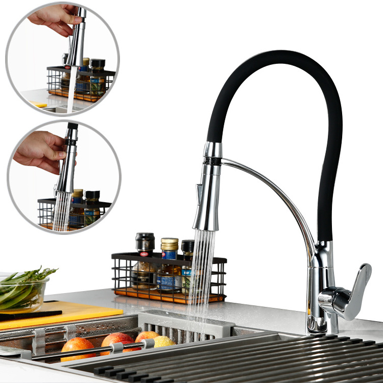 Wholesale Economic new style black color pull out flexible hose kitchen faucet