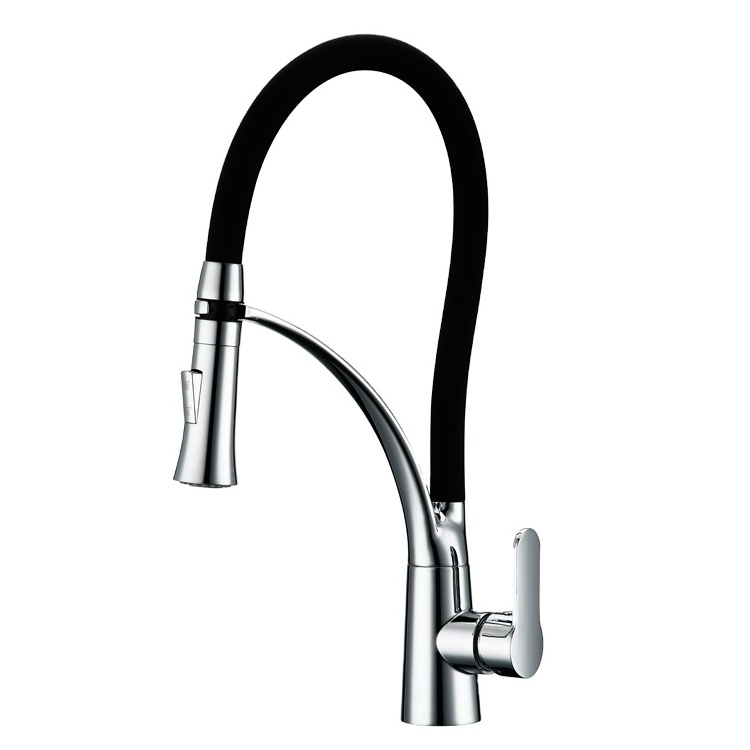 Wholesale Economic new style black color pull out flexible hose kitchen faucet