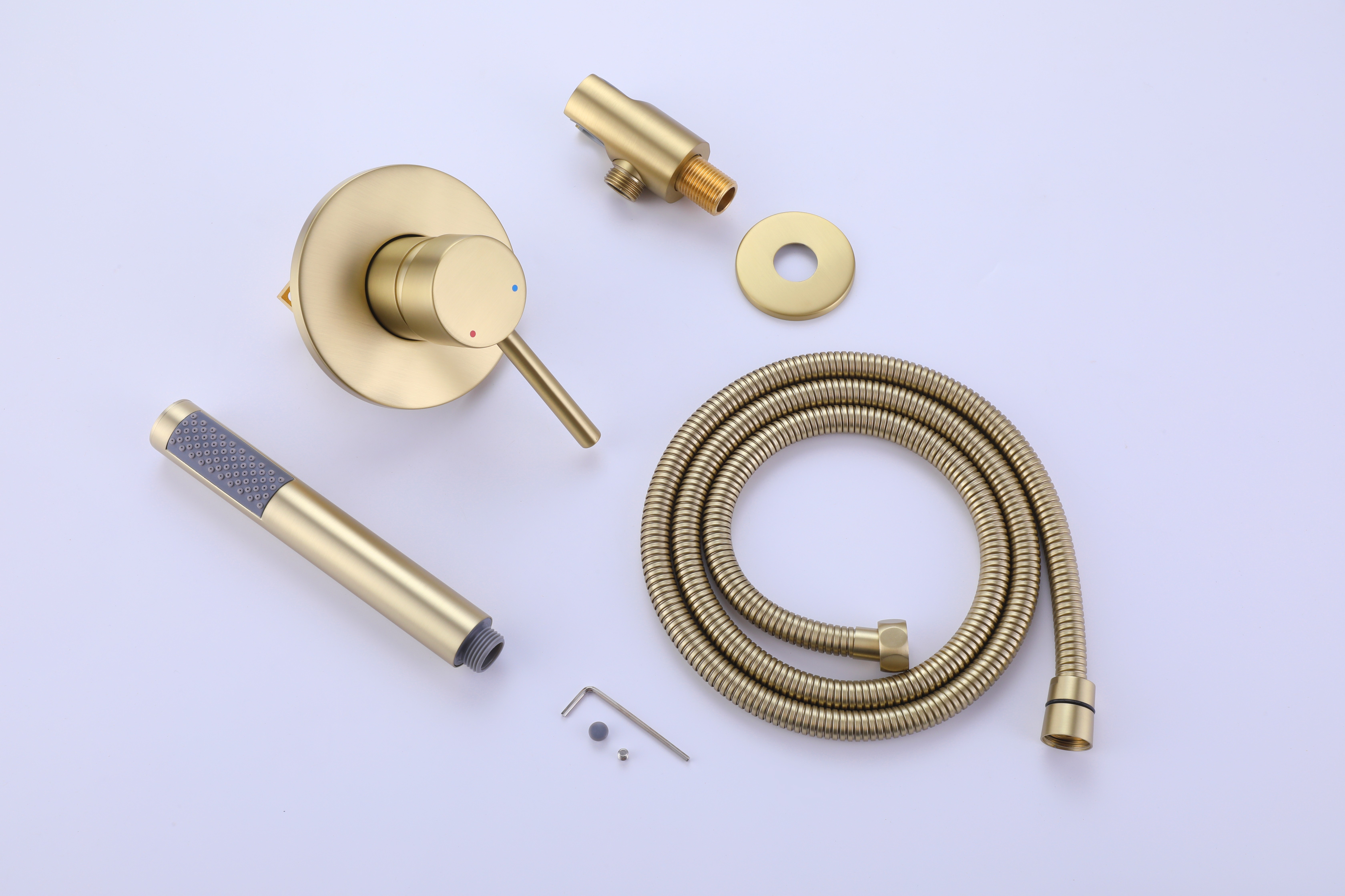 Brushed Gold Handheld Shower Kit Wall Mounted Bath Shower Faucet