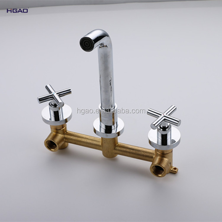 New modern chrome plated dual handle brass basin tap and wash basin faucet for bathroom