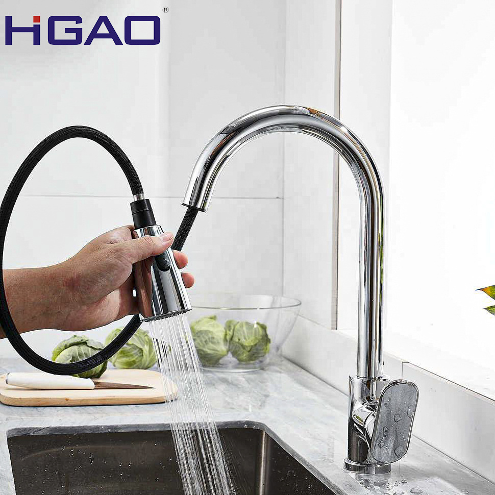 Commercial Kitchen Faucets Pull Out Water Mixer Tap Solid Brass Kitchen Sink Faucets With Pull Down Sprayer