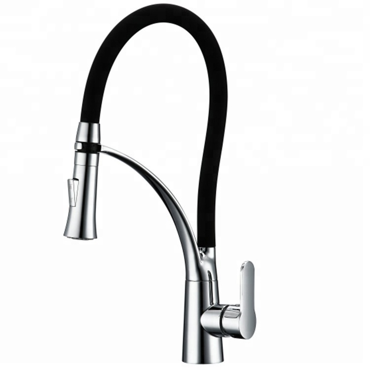 Hot selling factory direct sale deck mounted modern black pull out zinc kitchen mixer sink faucet