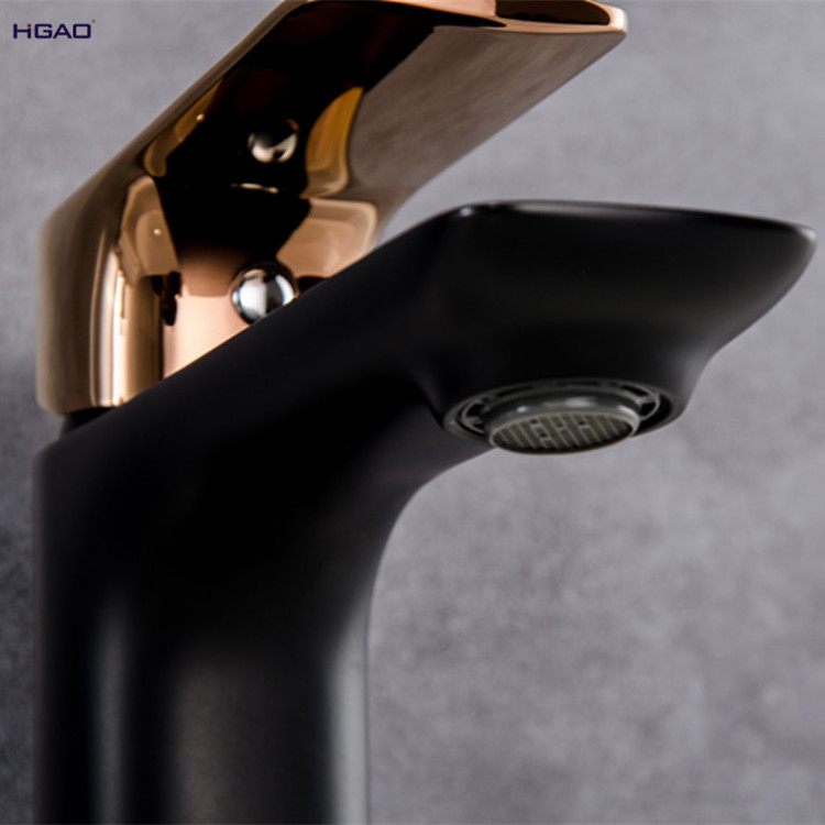 Cheaper Price smart Black and Rose gold  Deck Mounted Waterfall Brass Faucet Basin Faucet