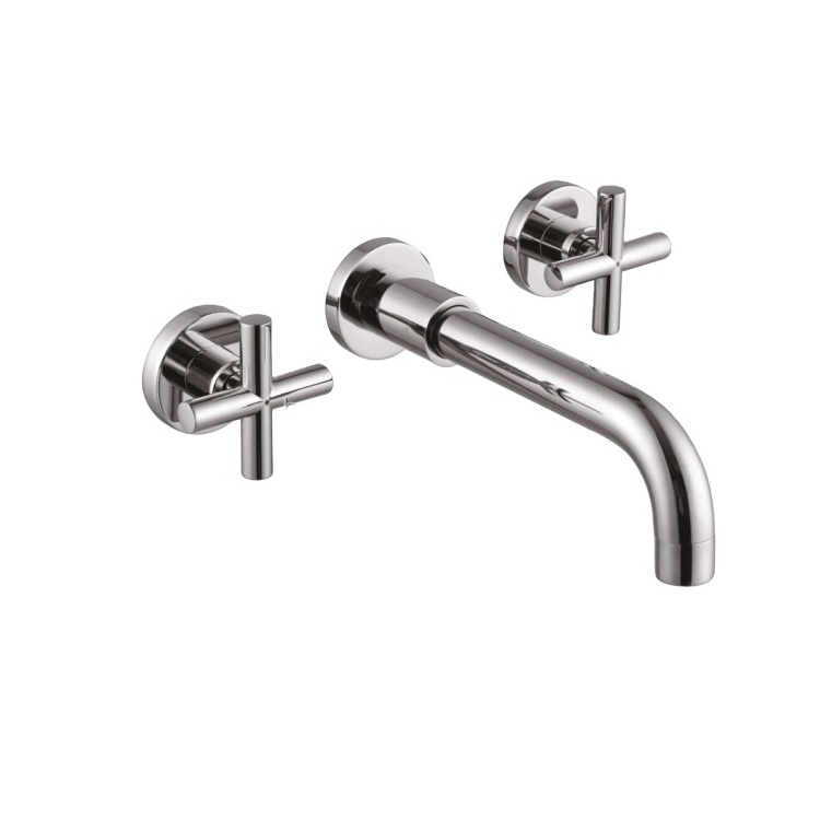 New modern chrome plated dual handle brass basin tap and wash basin faucet for bathroom