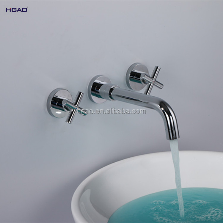 New modern chrome plated dual handle brass basin tap and wash basin faucet for bathroom