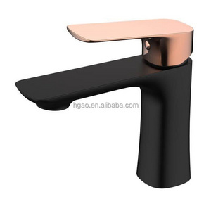 Cheaper Price smart Black and Rose gold  Deck Mounted Waterfall Brass Faucet Basin Faucet