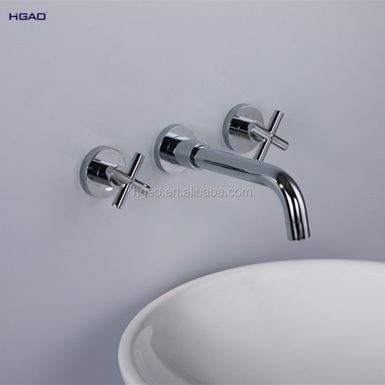 New modern chrome plated dual handle brass basin tap and wash basin faucet for bathroom