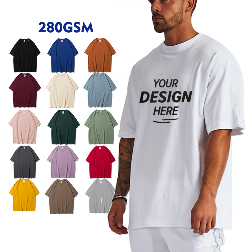 Custom High Quality 100% Cotton men's Solid color Bulk Blank T-Shirts Pro Club Loose Drop Shoulder Oversized T Shirt AG2800