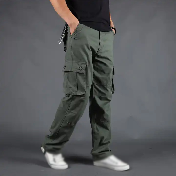 HC2212 Hip Hop Khaki Streetwear Work Baggy Blank Unisex Mens Stacked Painter Sweat Jogger Cargo Pants With 6 Pockets