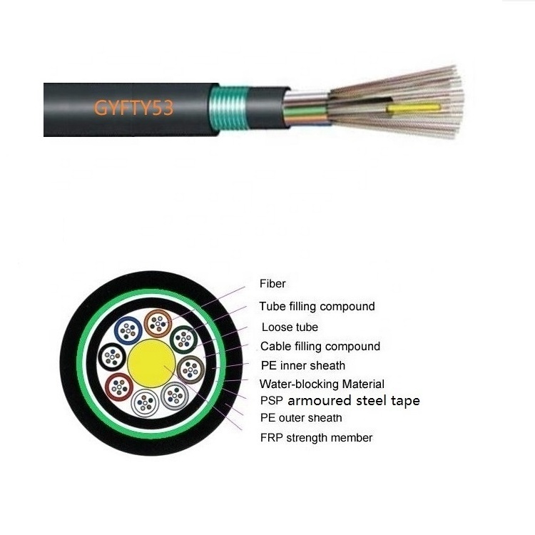 armored 6 /12/24/36/48/96 core underground direct buried single g652D optical fiber cable duct scrap price