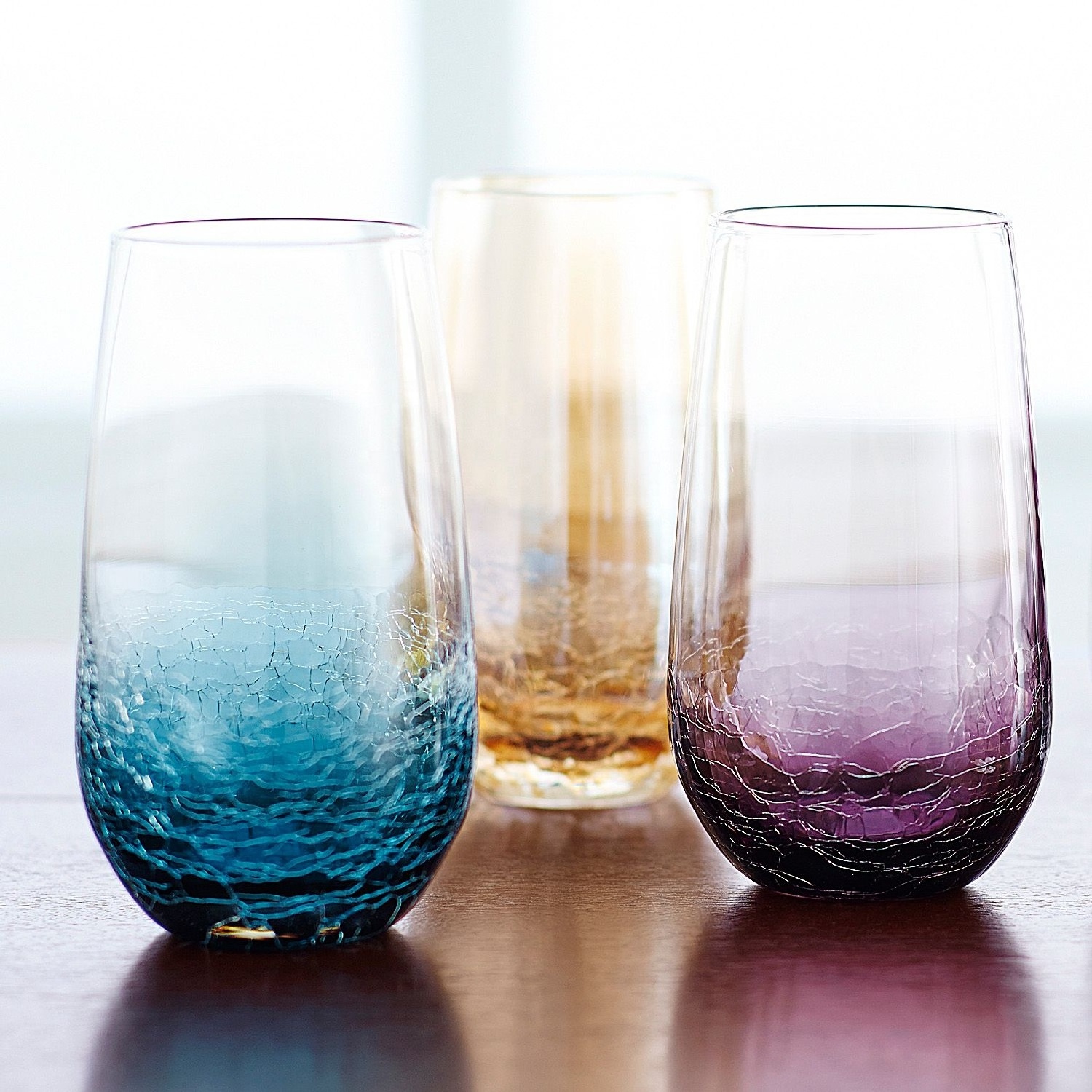 Crackle collection Hand Etched Sand Carved Color GLass Cracked Teal Stemware Crackle Colored Wine Glass