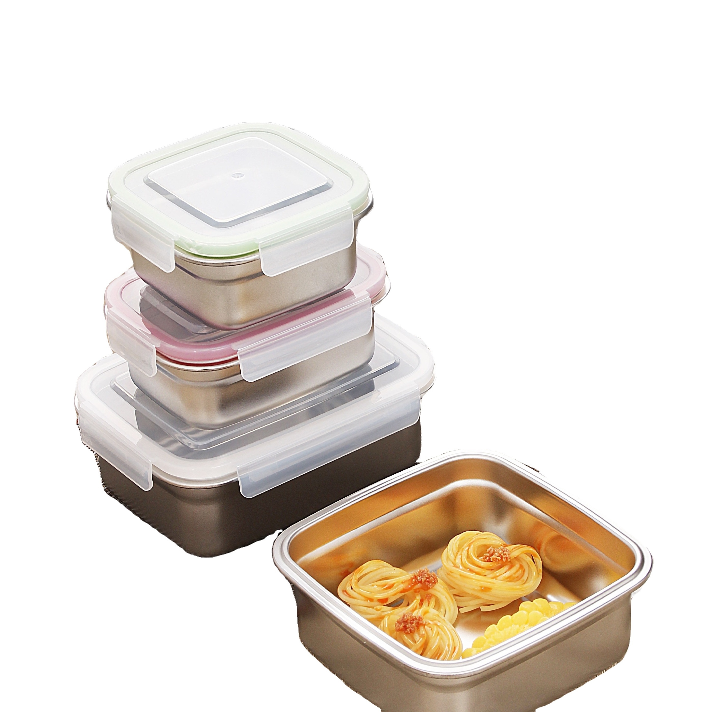 HG Stainless Steel Food Storage Boxes Food Container Kitchen Food Container with Plastic Lid