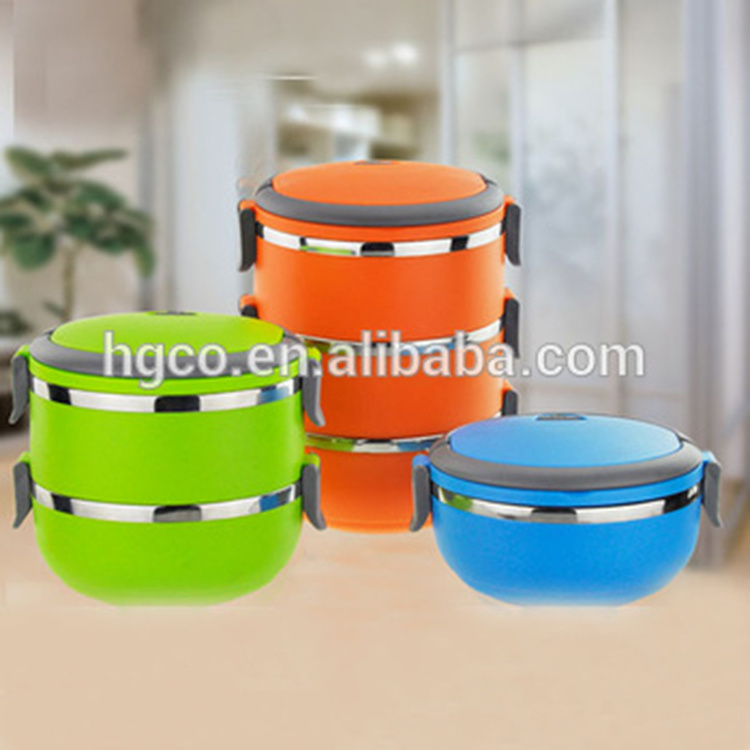 Hign Quality Colored Round Shape Stainless Steel bento Lunch Box with Lock for Kids and officer steel tiffin box lidl