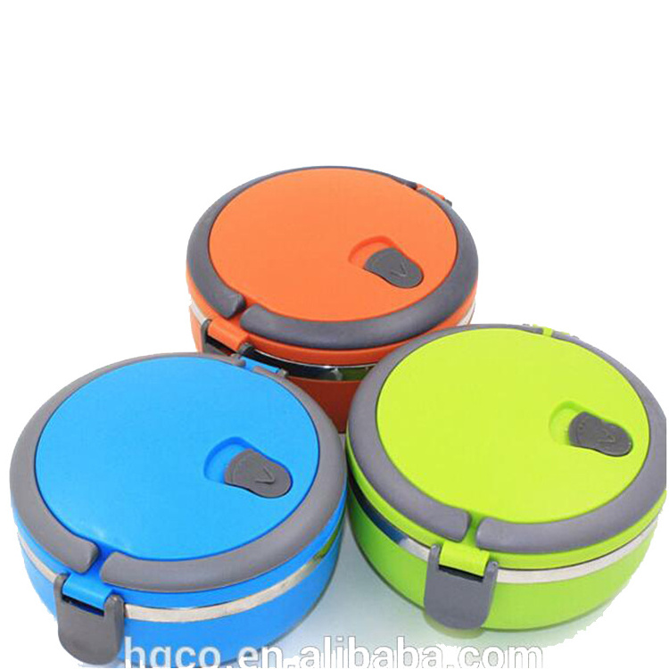 Hign Quality Colored Round Shape Stainless Steel bento Lunch Box with Lock for Kids and officer steel tiffin box lidl