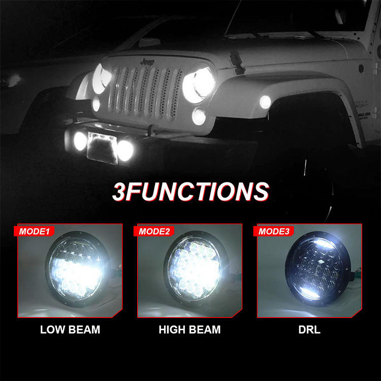 HGD 105w High Power Drl H4 5D Lens 7inch Round Led Headlight for Jeep JK TJ LJ CJ