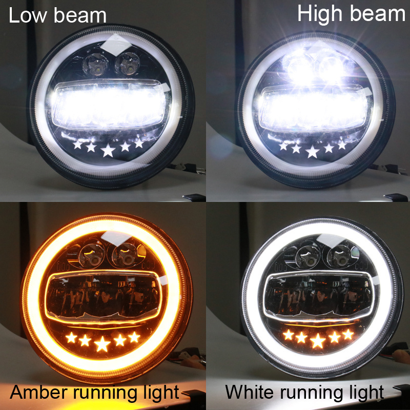 HGD 7 inch Off road led headlights Universal Angel Eye Round for jeep wrangler led headlight