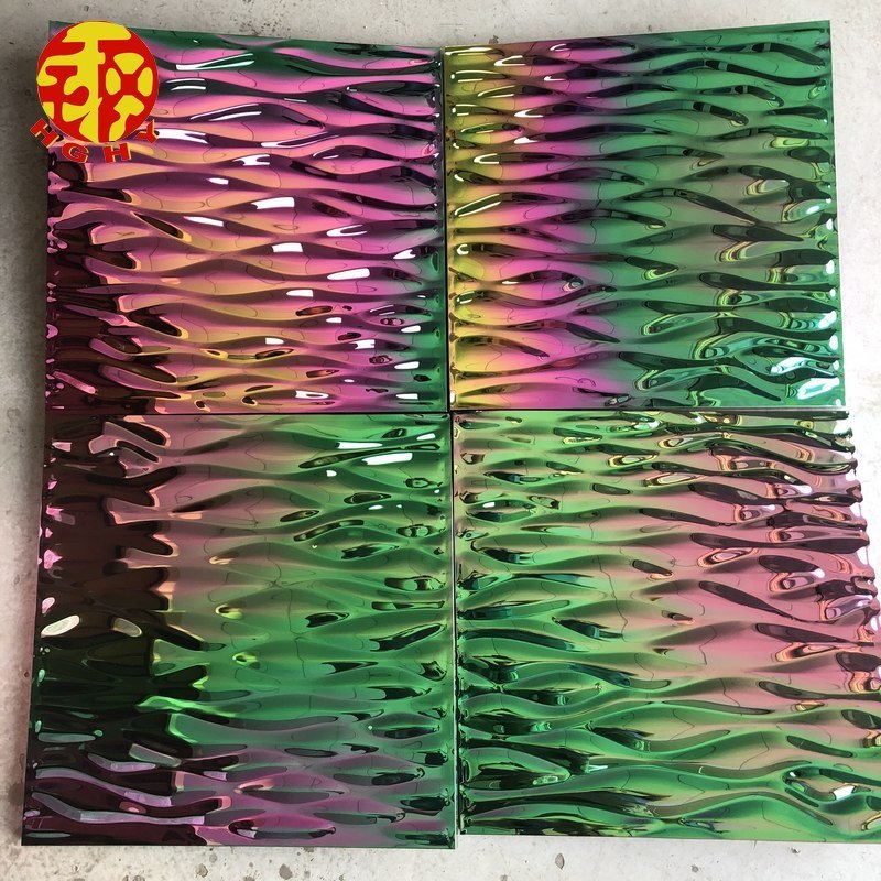 golden metal wall art 3d embossed ripple water flow stainless steel ceiling 3d designs