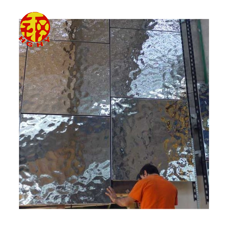 3D thick water ripple stainless steel panel OEM ocean wave corrugated tin metal ceiling tiles