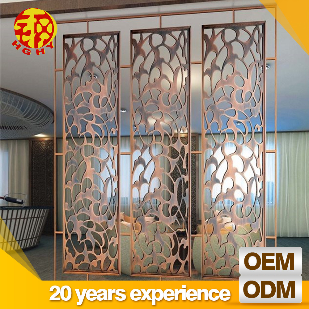 Stainless steel hotel electroplated fence privacy screen magnetic high end fancy room dividers