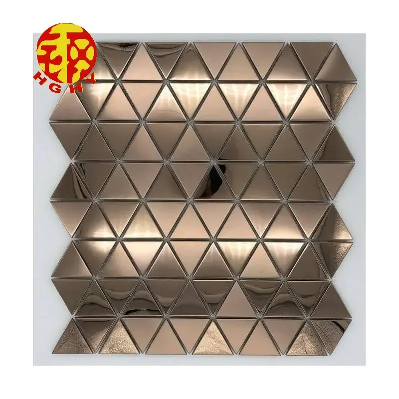 golden triangle metal mosaic backsplash panel tile regular gold stainless steel mosaic wall tiles