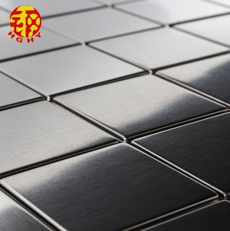 new product titanium coated navy rectangle peel stick metal tile mosaic ceramic metal tiles