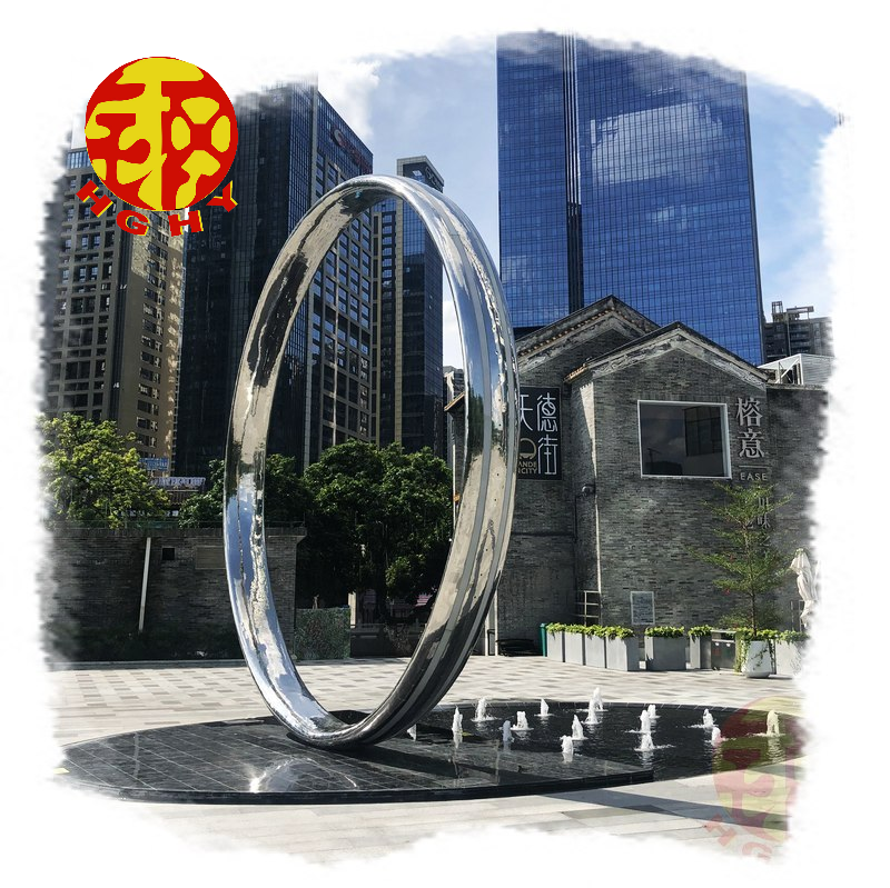 Stainless steel sculpture garden annular vertical flag Modern metal art sculpture sign