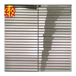 brand new narrow slatted stainless backsplash copper PVD coated metallic mosaic kitchen wall metal tiles