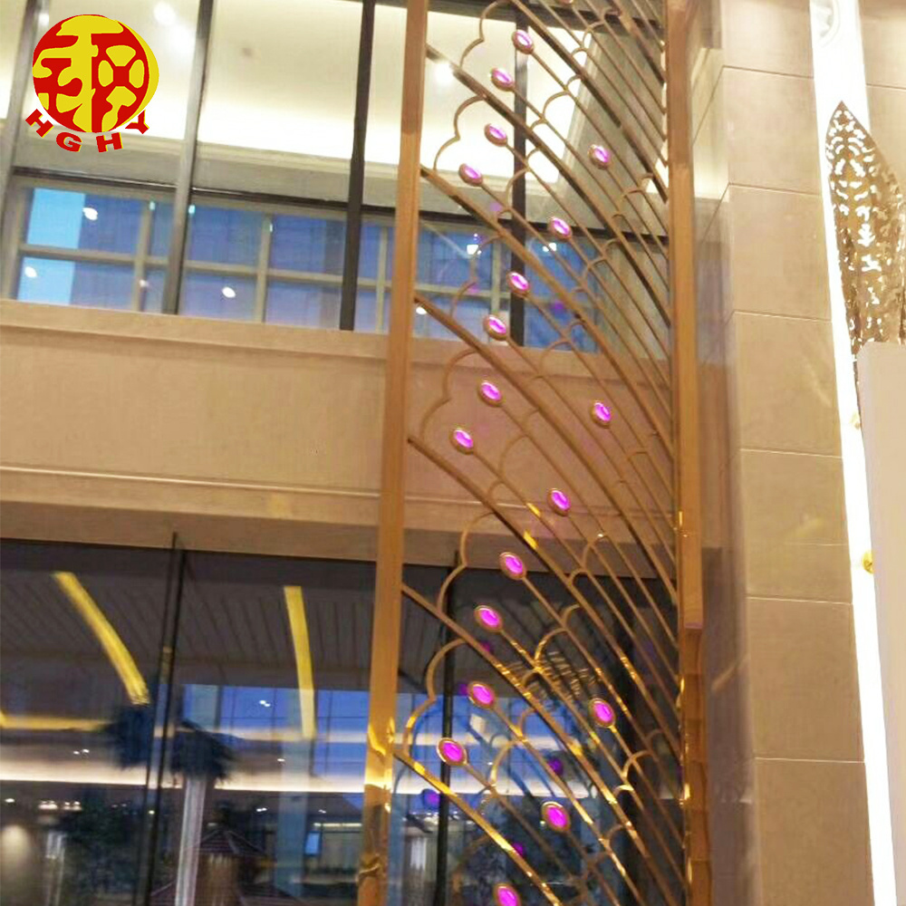 Stainless steel hotel electroplated fence privacy screen magnetic high end fancy room dividers