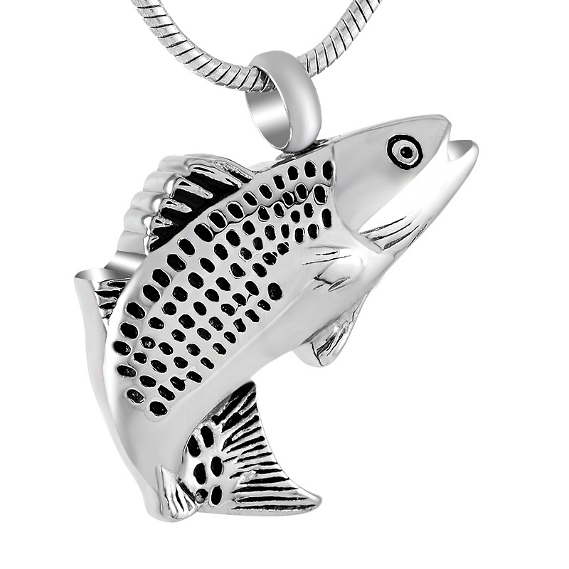 Fish Shape Stainless Steel Pendant Memorial Urn Necklace for Ashes keepsake holder jewelry cremation holder casket pet human jar