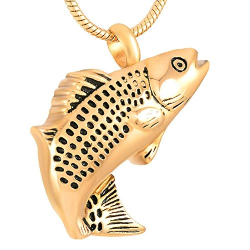 Fish Shape Stainless Steel Pendant Memorial Urn Necklace for Ashes keepsake holder jewelry cremation holder casket pet human jar