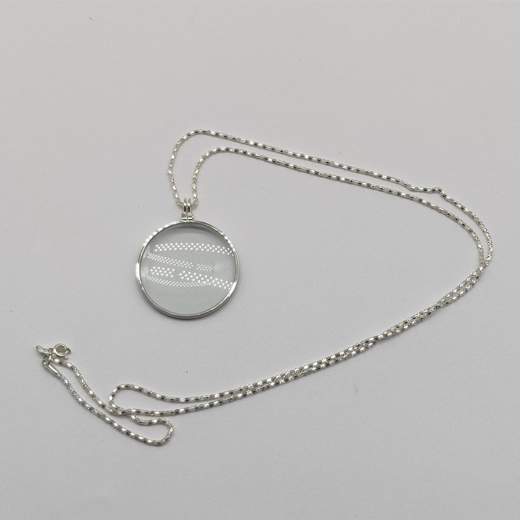 silver All metal chain magnifying glass lens Necklace magnifier