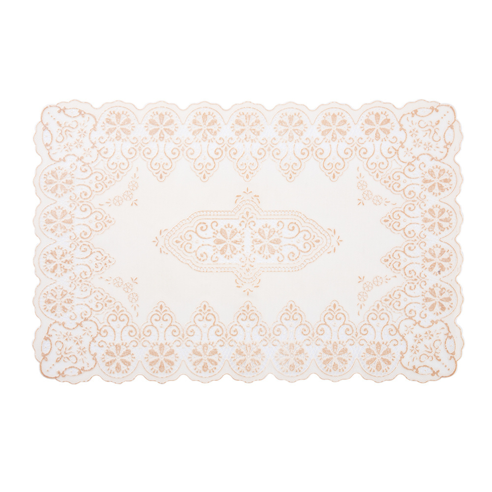 Hot Selling Silver/Gold/Solid PVC plastic vinyl lace Placemats Lace table runner 12