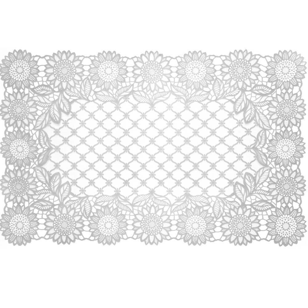 Hot sell eco-friendly Pvc Mat Placemat Pvc Custom Christmas lace Placemat PVC Vinyl Place mats for dining Table Set of 6