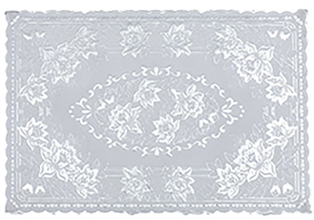 Hot Selling Silver/Gold/Solid PVC plastic vinyl lace Placemats Lace table runner 12