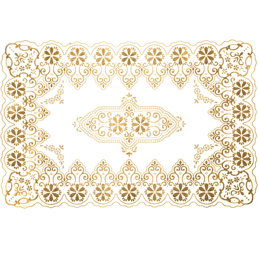 Hot sell eco-friendly Pvc Mat Placemat Pvc Custom Christmas lace Placemat PVC Vinyl Place mats for dining Table Set of 6