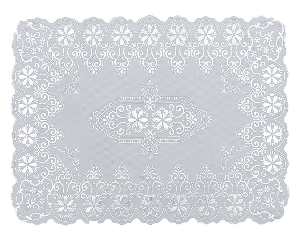 Hot Selling Silver/Gold/Solid PVC plastic vinyl lace Placemats Lace table runner 12