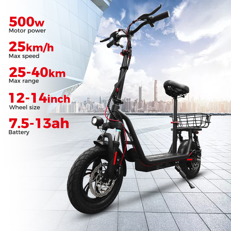 500w powerful motor 48v lithium battery electric scooters 12/14inch two big wheels adult electric scooter