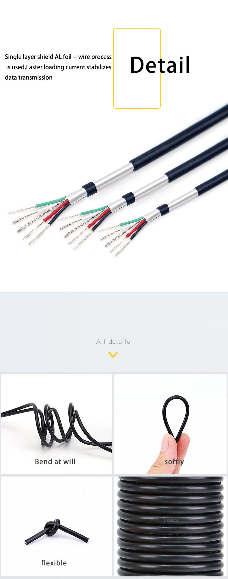 shielded data wire 2725 24awg 2C 28awg 1P electrical wires low voltage shielded cables for data cables