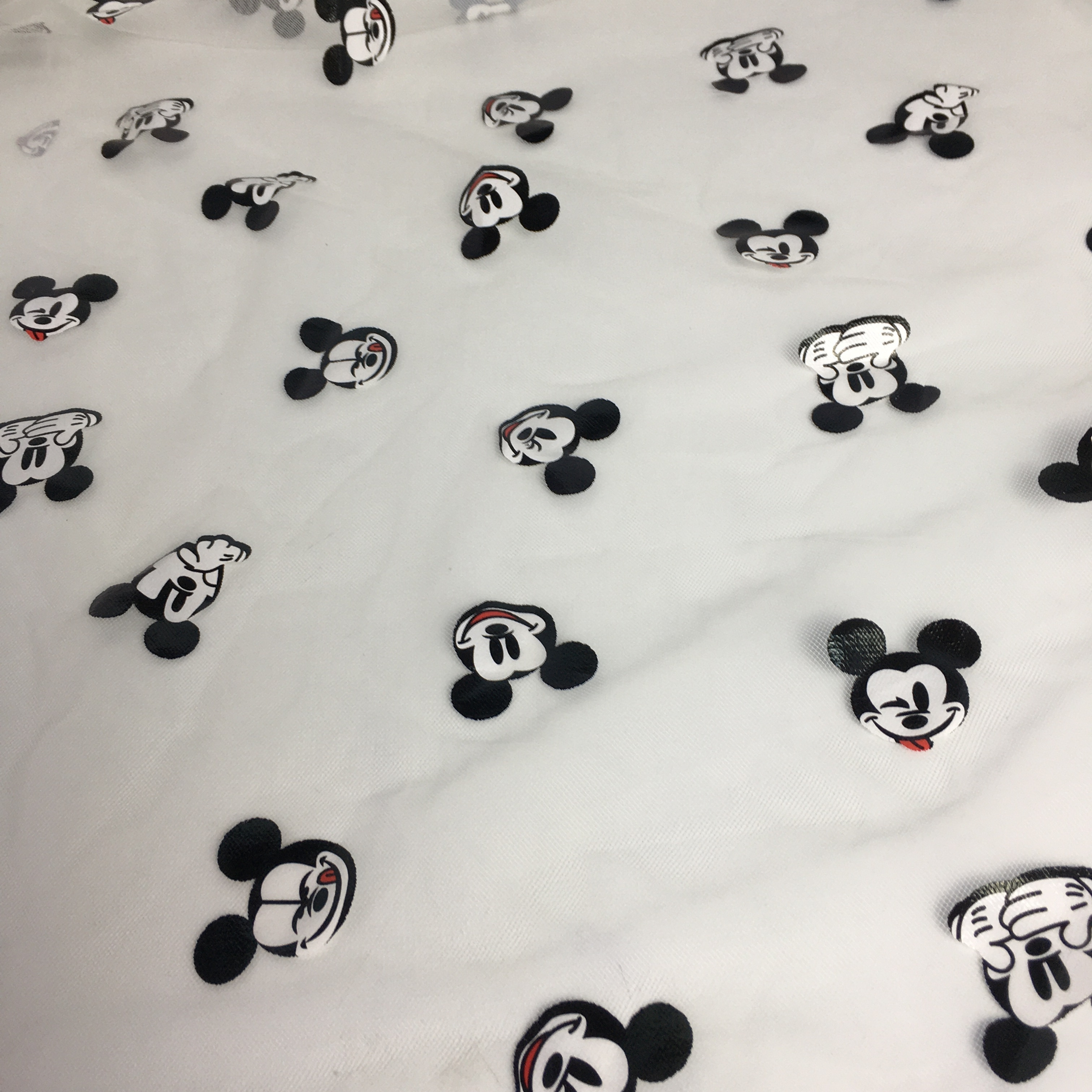 HG6368 Foil Printed mickey mouse cartoon design printing  polyester tulle mesh fabric