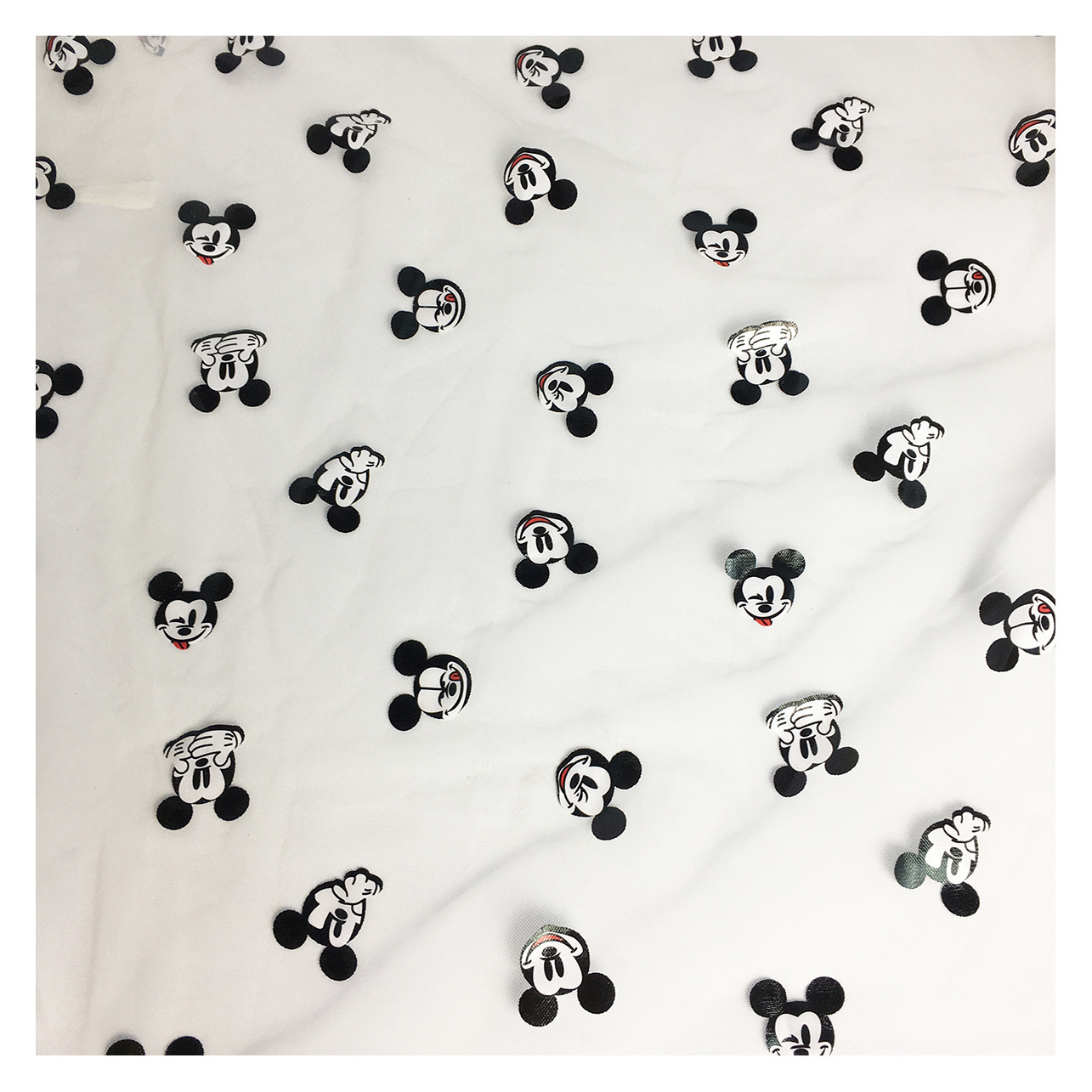 HG6368 Foil Printed mickey mouse cartoon design printing  polyester tulle mesh fabric