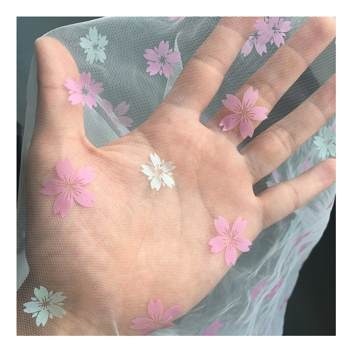 HG6501 Novel New Materials Ultraviolet absorption Change Color Flower Printed Amazing Discoloration Tulle Fabric For Dress