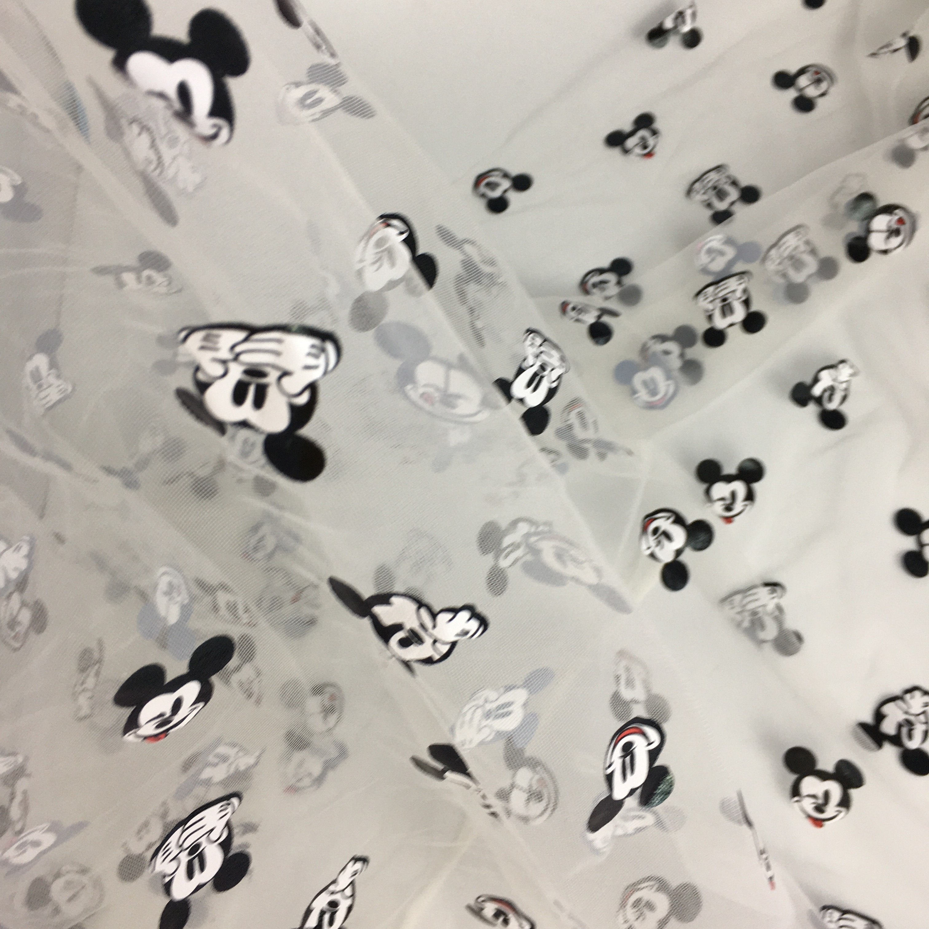 HG6368 Foil Printed mickey mouse cartoon design printing  polyester tulle mesh fabric