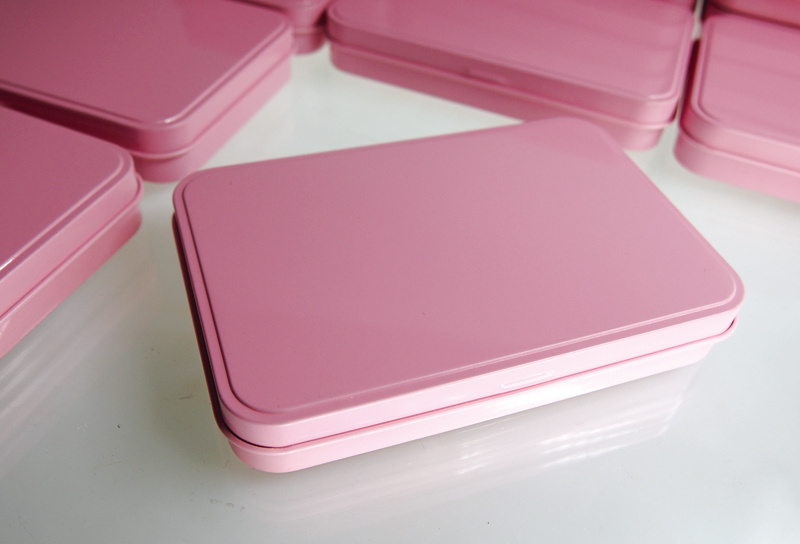 pink metal case cosmetic packing box promotional gift tin box water color box eye shadow metal case