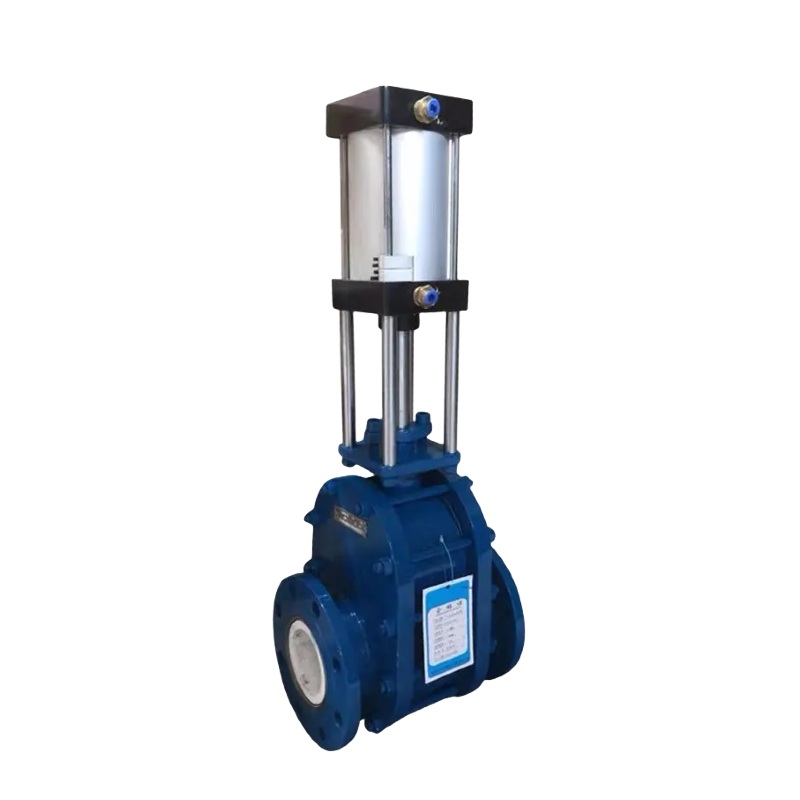 DN125 pneumatic ceramic double gate valve pneumatic ceramic discharge valve pneumatic ceramic double gate