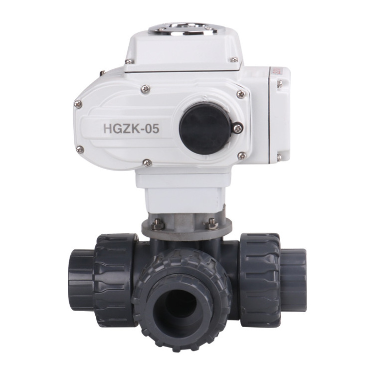 hunter irrigation system three piece female threaded electronic electric pvc plastic 3-way ball valve DN25 DN50 DN80 DN100