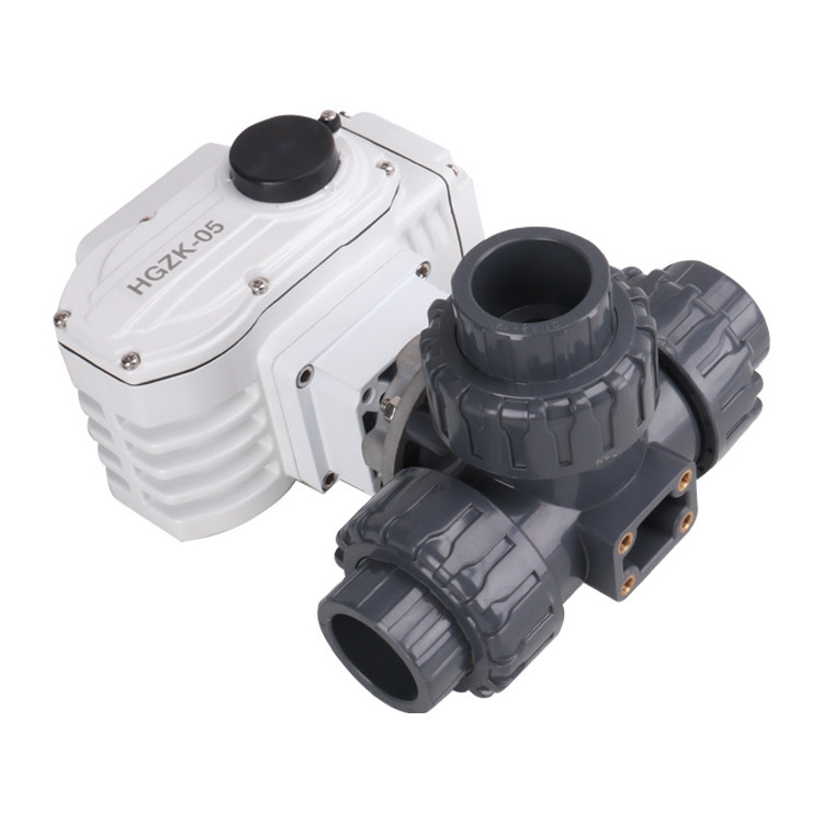 hunter irrigation system three piece female threaded electronic electric pvc plastic 3-way ball valve DN25 DN50 DN80 DN100