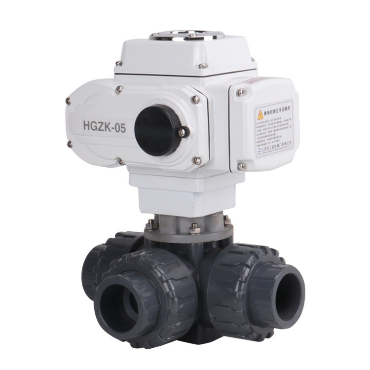 hunter irrigation system three piece female threaded electronic electric pvc plastic 3-way ball valve DN25 DN50 DN80 DN100